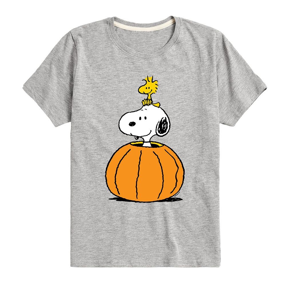 

Футболка Peanuts Snoopy Woodstock с рисунком тыквы для мальчиков 8–20 лет Licensed Character, цвет Heather Gray