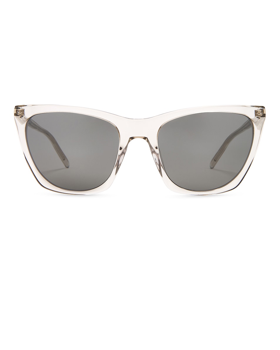 

Квадратные солнцезащитные очки Saint Laurent, Beige & Silver