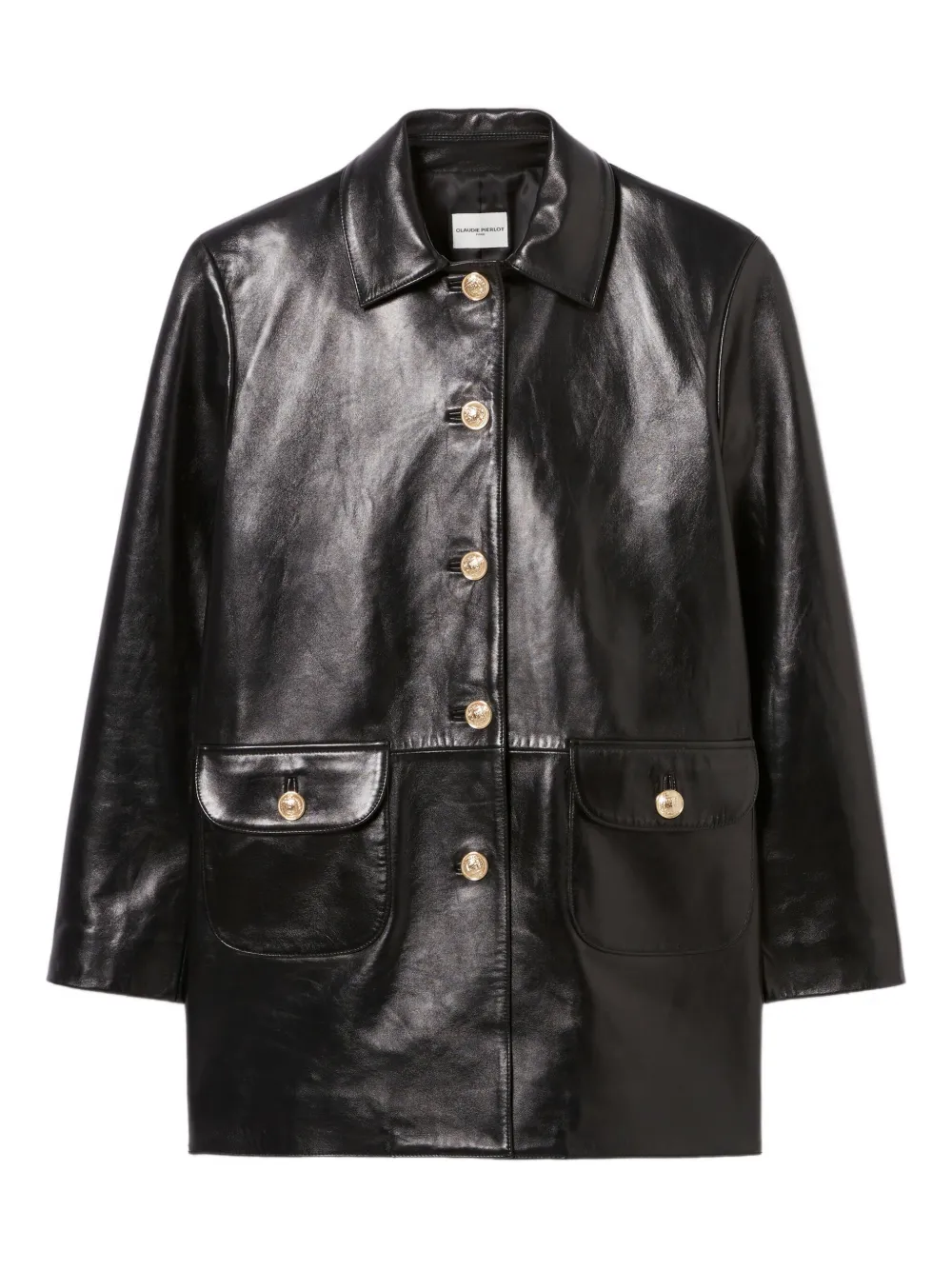 

Кожаная куртка с длинными рукавами Claudie Pierlot, черный