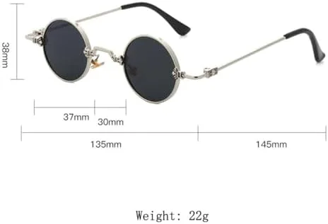 

Солнцезащитные очки 2027 года, маленькие круглые, для женщин и мужчин, с защитой от УФ-излучения UV400, в стиле металл-панк, винтажные очки в стиле стимпанк MTZJH, 11