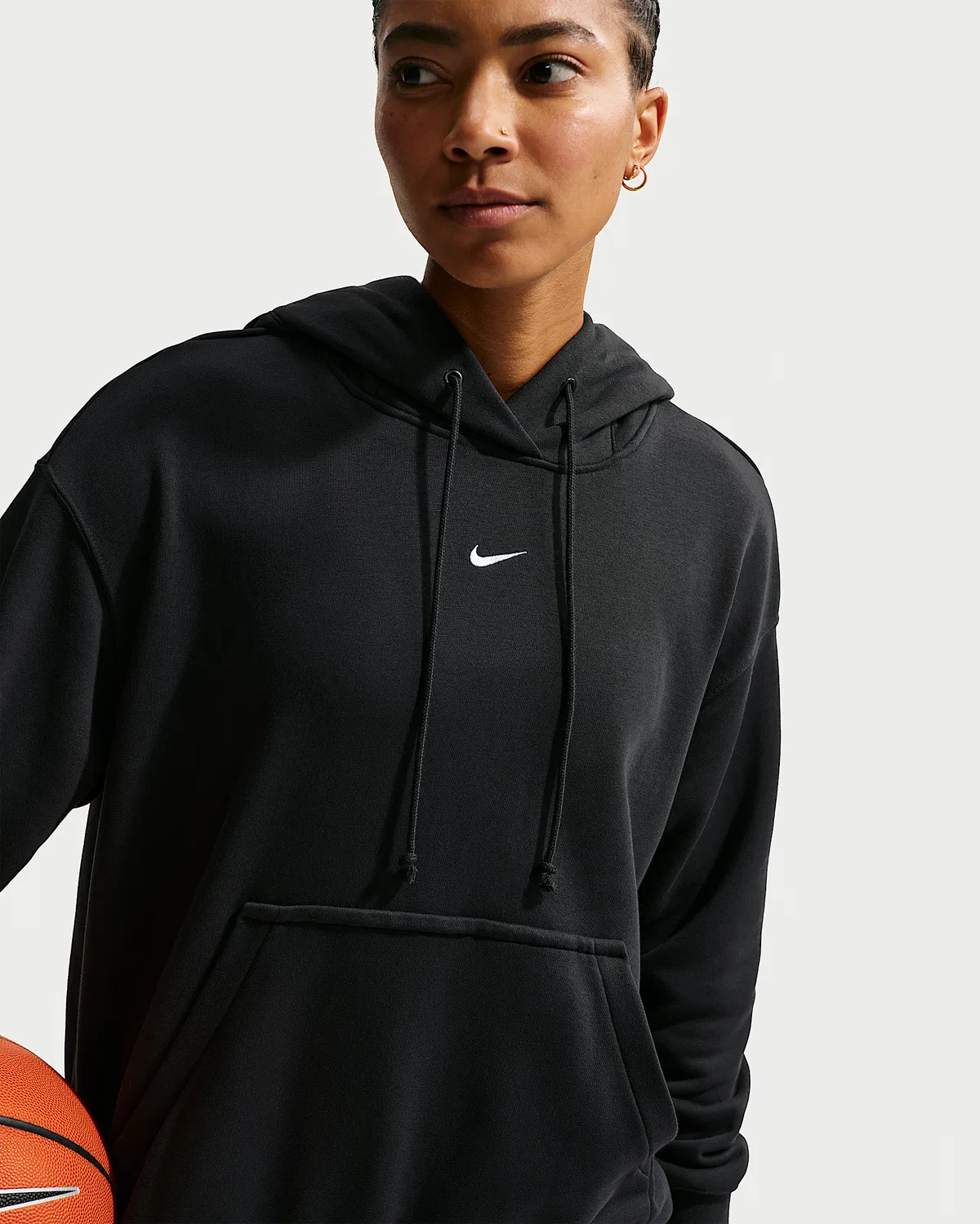 Женский оверсайз баскетбольный худи Nike Phoenix Fleece, Black/White — фото 3