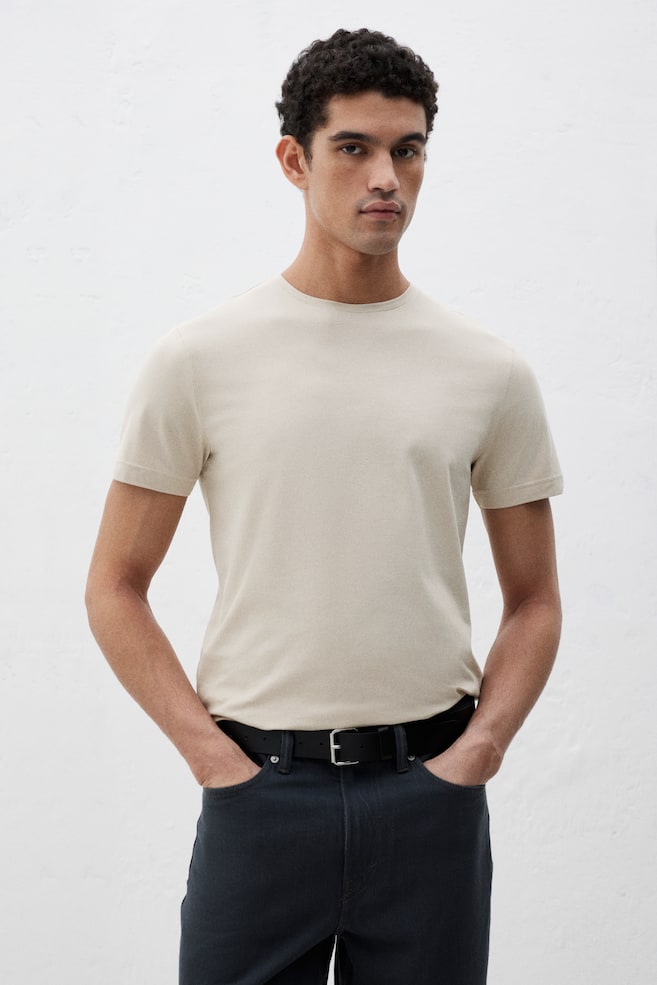 

Облегающая футболка H&M, бежевый