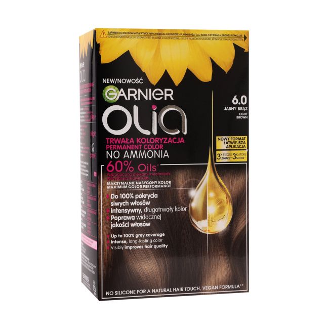 

Olia перманентная краска для волос без аммиака Garnier, цвет 6.0 light brown