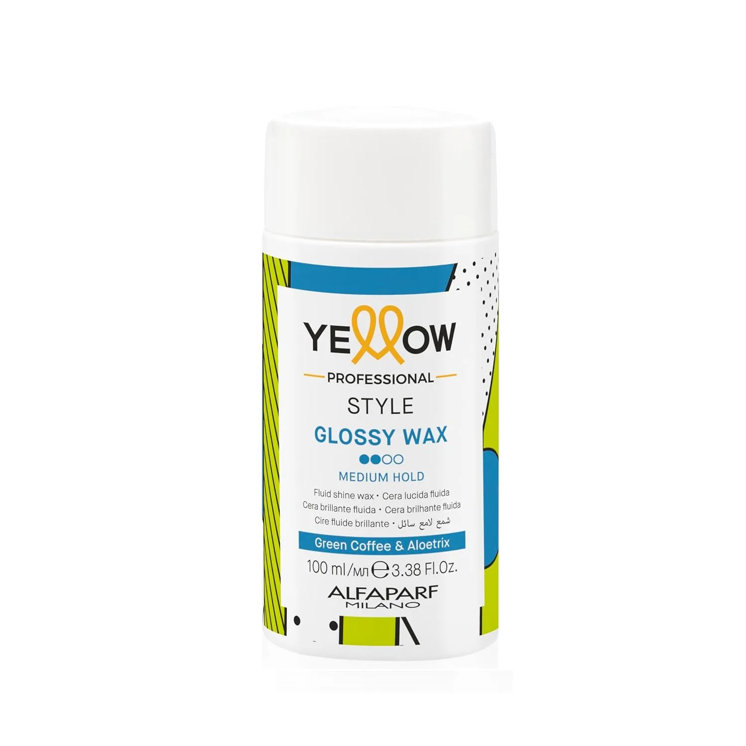 ALFAPARF MILANO Yellow Style Glossy Shine воск для укладки волос - обеспечивает четкость, контроль и блеск, устойчив к влажности, эффект мокрых волос, средняя фиксация, контроль над пушистостью, веганская формула, Yellow
