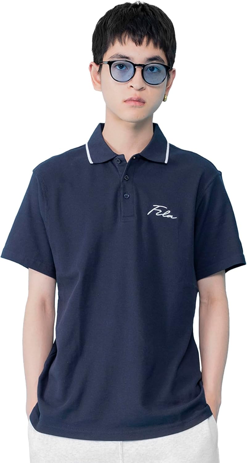 

Мужская рубашка-поло FILA с коротким рукавом, ткань Dry-Dry, темно-синий