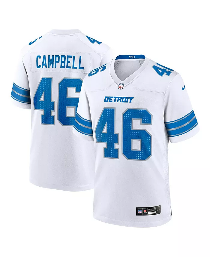 

Мужская игровая футболка Jack Campbell White Detroit Lions Nike