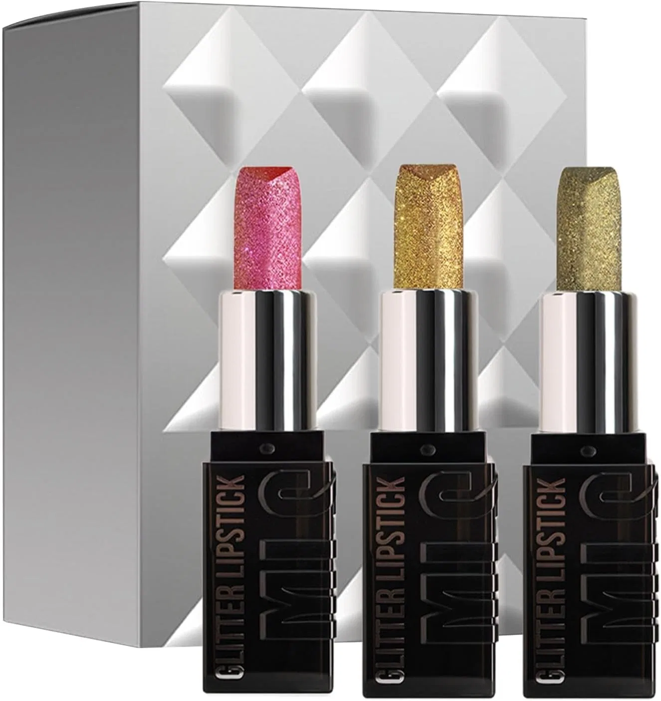 Набор блесков для губ Glitter Lip Set, 3 цвета, 3.6 г, Generic