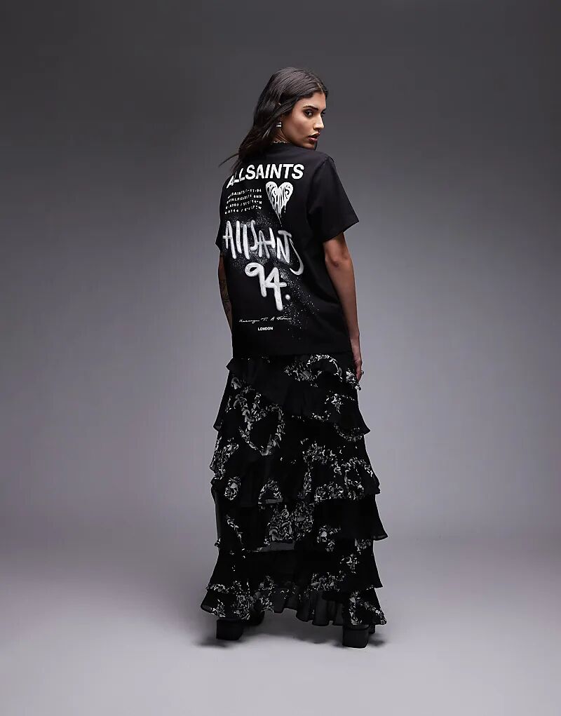 

Футболка бойфренда с графическим постером Allsaints черного цвета