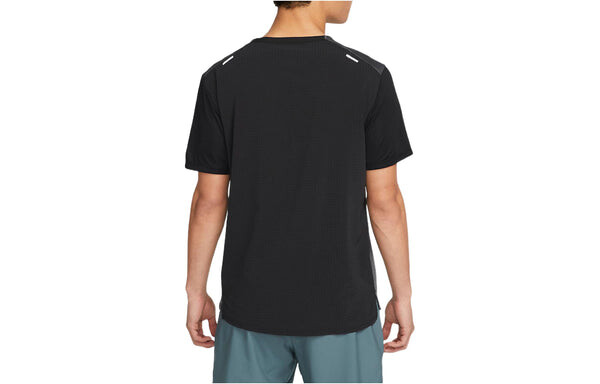 Футболка Men's Nike Colorblock Running Sports Training Breathable Round Neck Short Sleeve Black Gray T-Shirt, мультиколор — фото 2