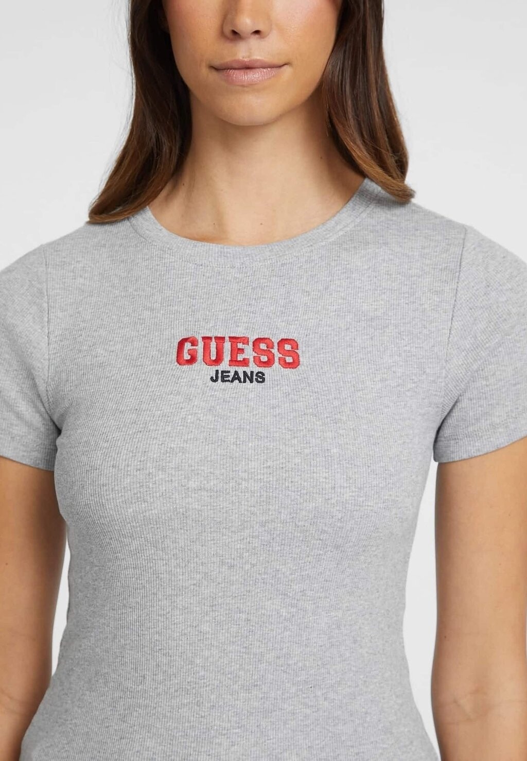 

Принт на футболке SLIM EMB Guess Jeans, серый