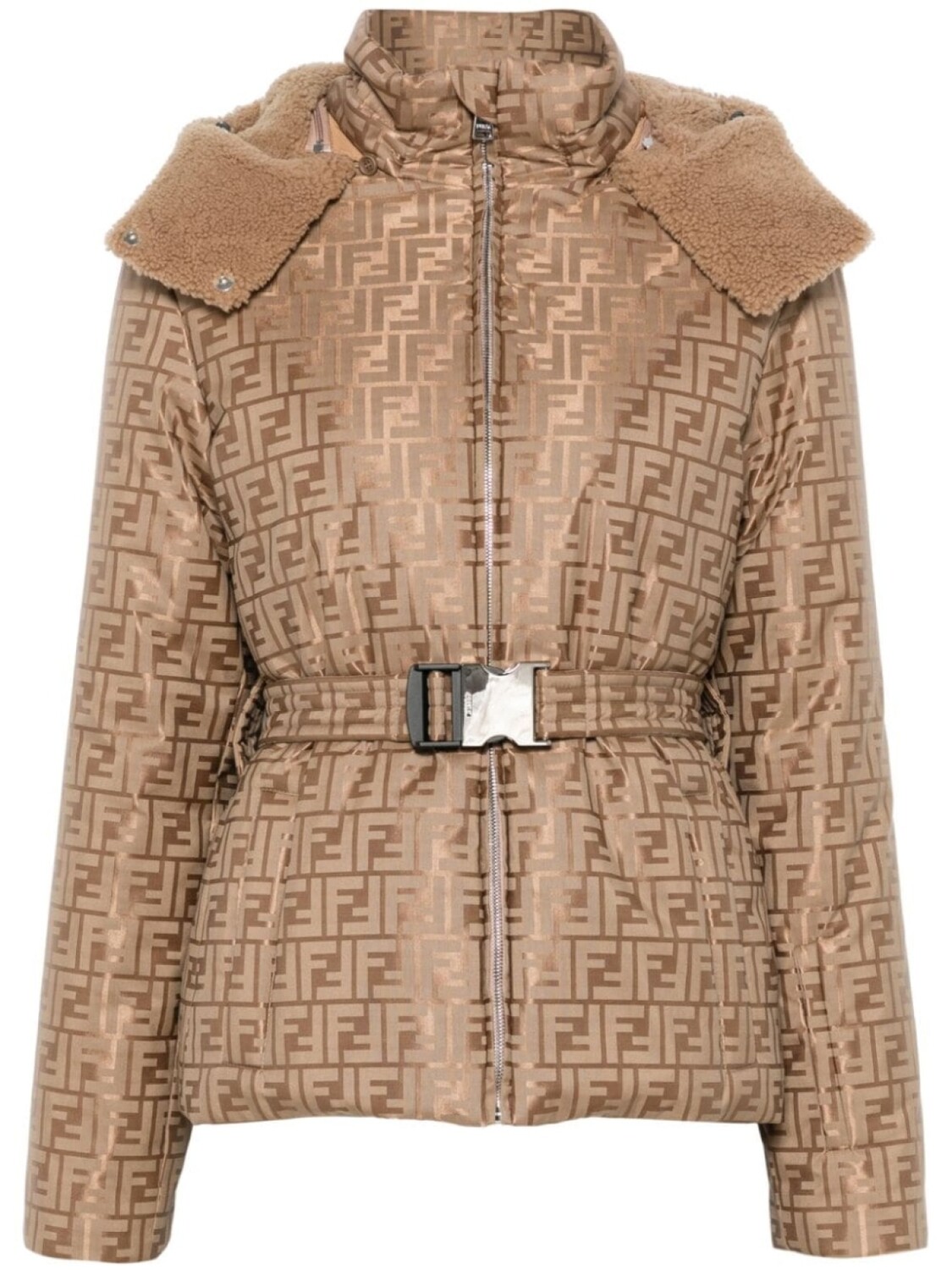 

Лыжная куртка с логотипом FF FENDI, коричневый