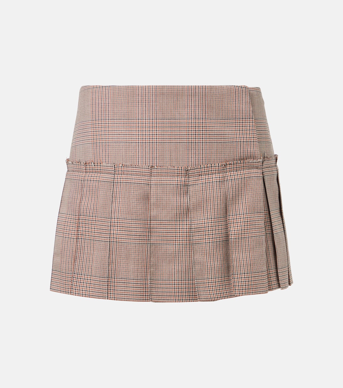 

Юбка-мини плиссированная из шерсти Heritage Check McQueen, Ivory-Black-Tobacco