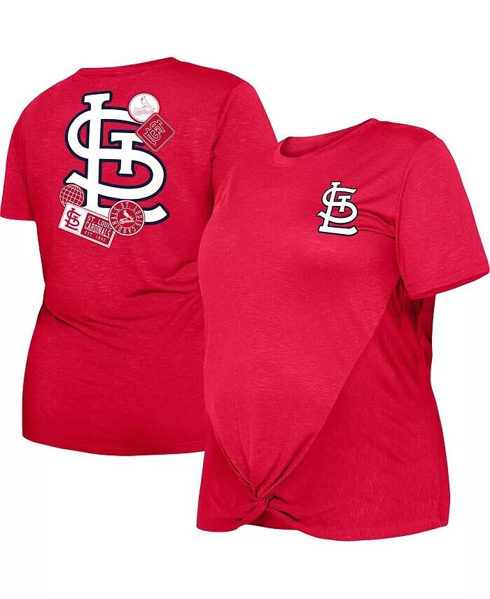 

Женская красная футболка St. Louis Cardinals размера плюс с двумя узлами спереди New Era