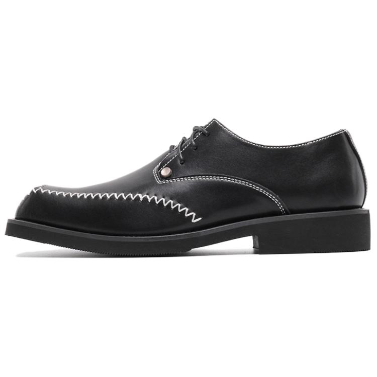 WEISHIBANGWEI Повседневные кожаные туфли мужские черные с потайным клином, цвет Black Hidden Wedge — фото 2