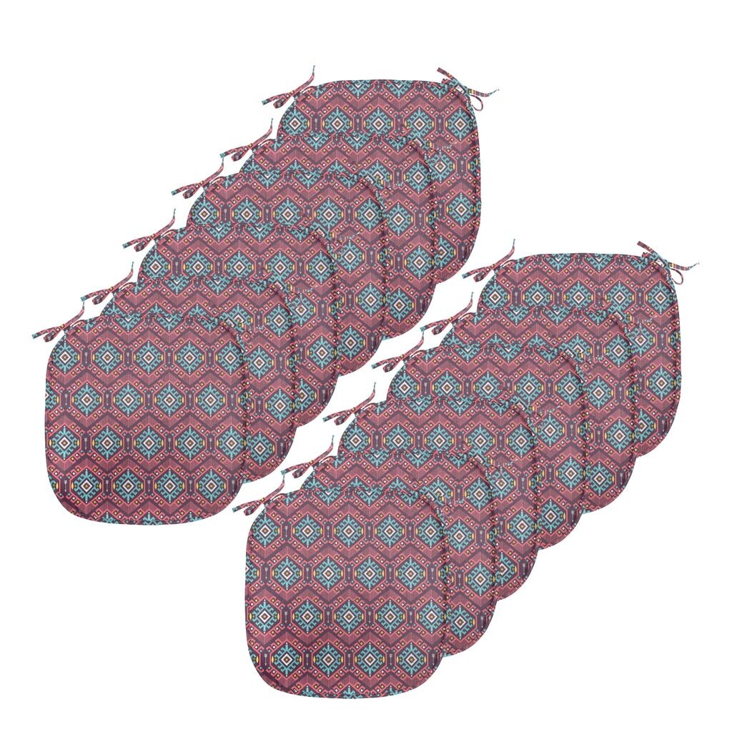 

Подушки на обеденный стул ABAKUHAUS Tribal, Hipster Tribal, декоративная водонепроницаемая подушка с ремнями для кухонных сидений, 40 см x 40 см — упаковка из 12 шт., темно-кораллово-бирюзовый, мультиколор