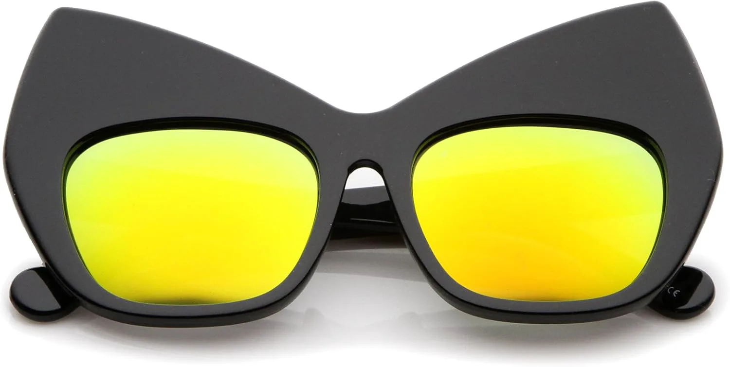 

Солнцезащитные очки zeroUV в массивной оправе с цветными зеркальными квадратными линзами, увеличенного размера «кошачий глаз», 49 мм, Black / Yellow Mirror