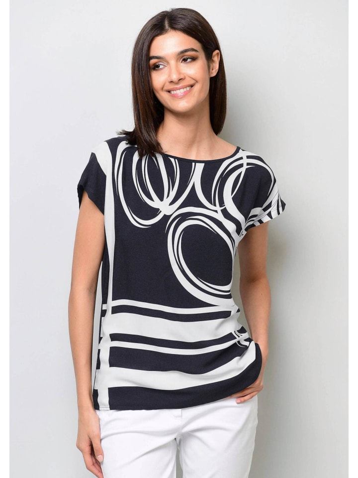 

Alba Moda Футболка с графическим принтом в черно-белом цвете, Черный, Alba Moda Футболка с графическим принтом в черно-белом цвете