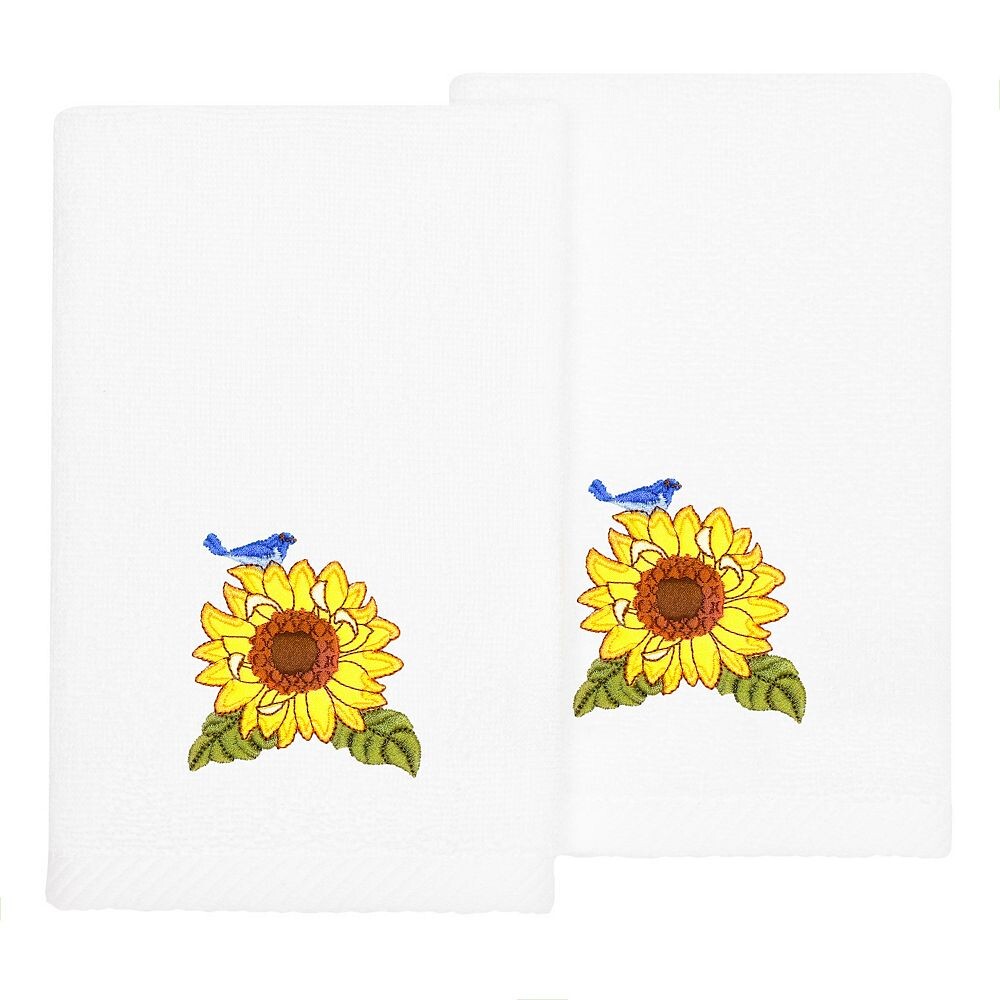 

Linum Home Textiles Турецкий хлопок Girasol Набор из 2 украшенных полотенец для кончиков пальцев, белый