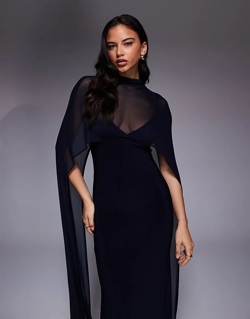 

Длинное платье-кейп ASOS DESIGN темно-синего цвета
