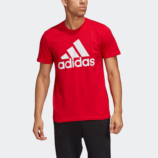 Футболка с большим логотипом спортивные стильные короткие рукава красные Adidas, красный — фото 3