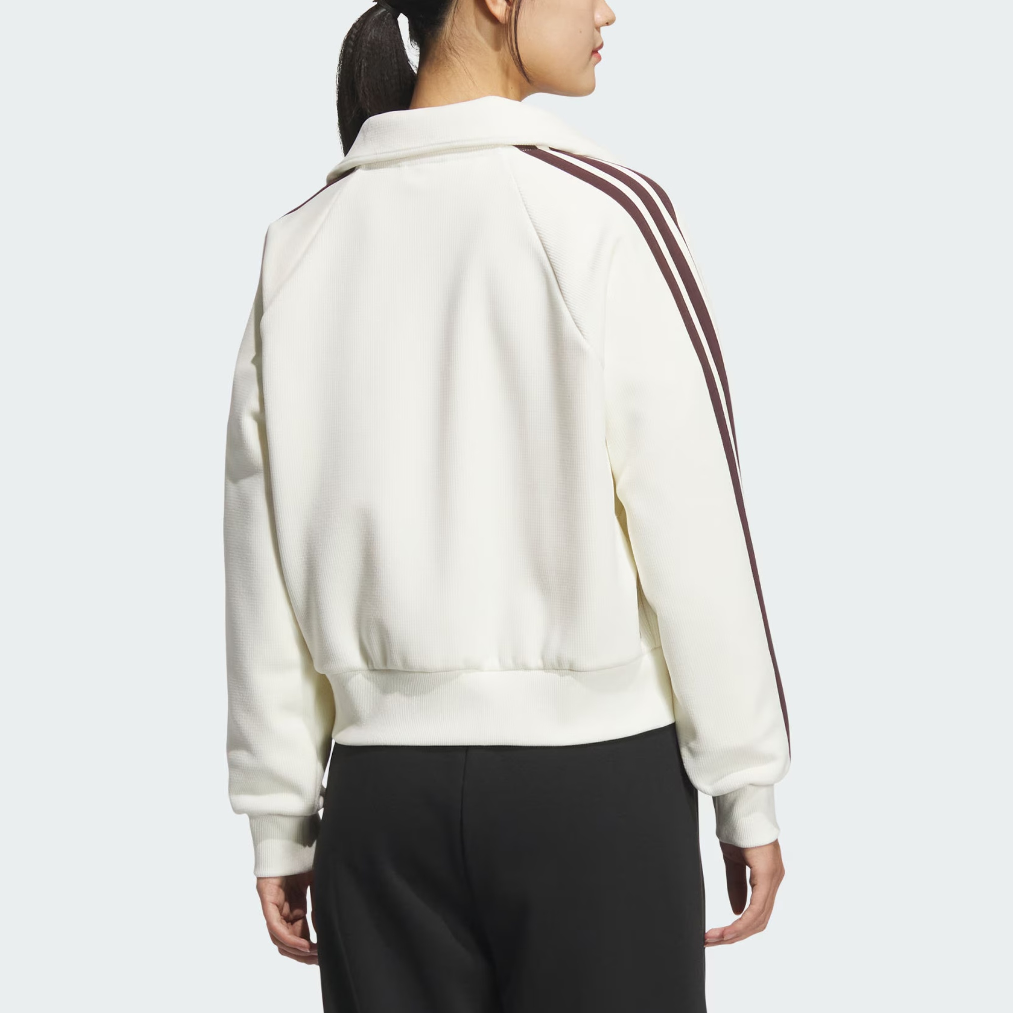Куртка BONDED FLEECE женская Adidas, белый/темно-коричневый — фото 4