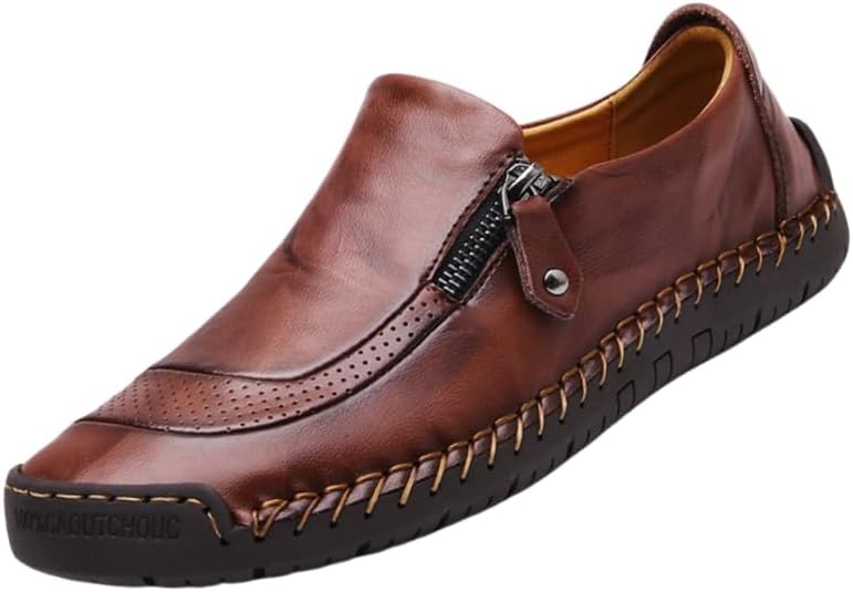 

Мужские лоферы большого размера с отстрочкой по краю, мягкой резиновой подошвой, удобные для деловой и модной одежды, подходят для ежедневных прогулок и вождения Hoalox, бордовый