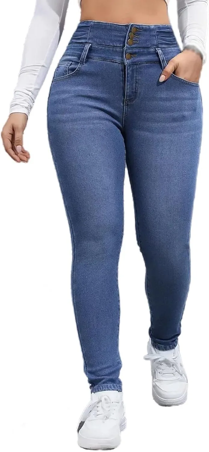 Женские джинсы с флисовой подкладкой, термо, slim fit, супер высокая посадка — фото 2