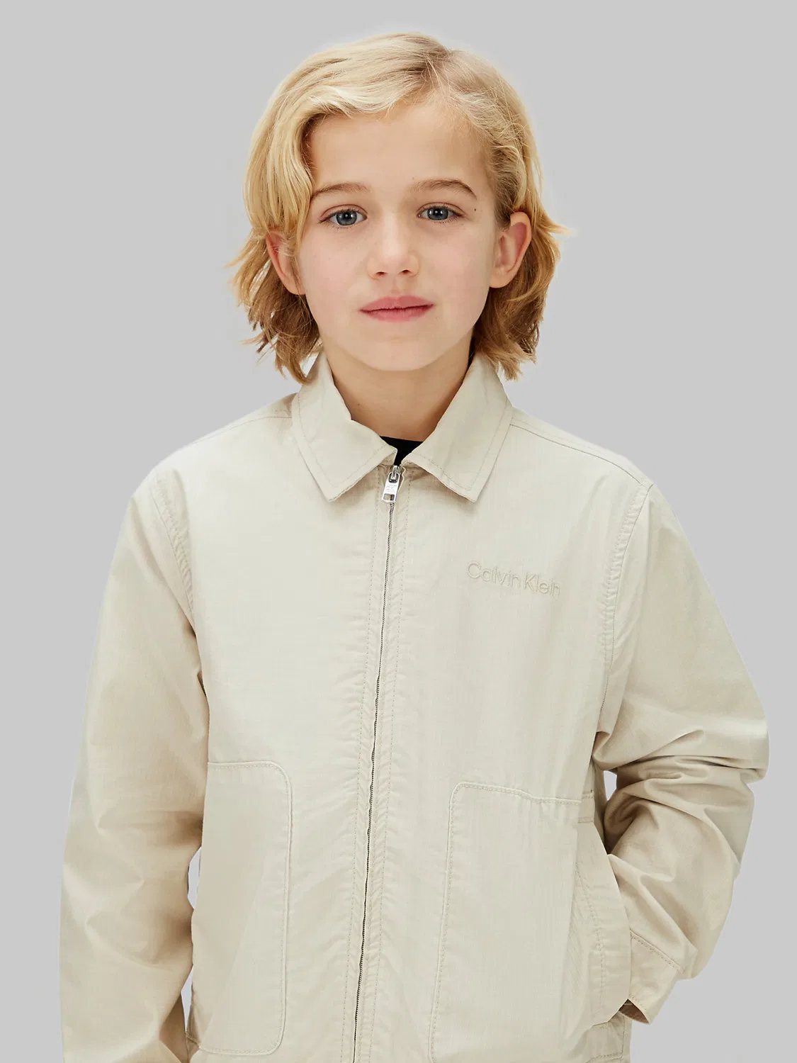 Джинсовая куртка Calvin Klein Jeans Regular межсезонья, кремовый — фото 3