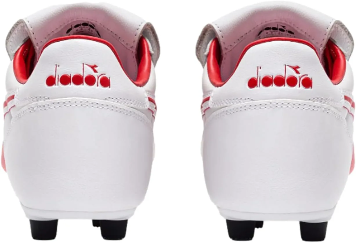 

Футбольные бутсы Diadora Brasil OG LT T MDPU для мужчин - ультра-мягкая кожа, водоотталкивающая, подошва для твердого грунта, съемная стелька, белый/красный