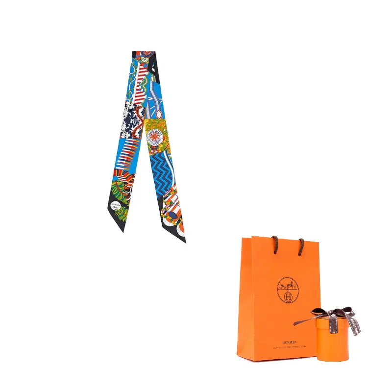 

HERMES Шелковые шарфы для женщин, черный/синий/свежий желтый