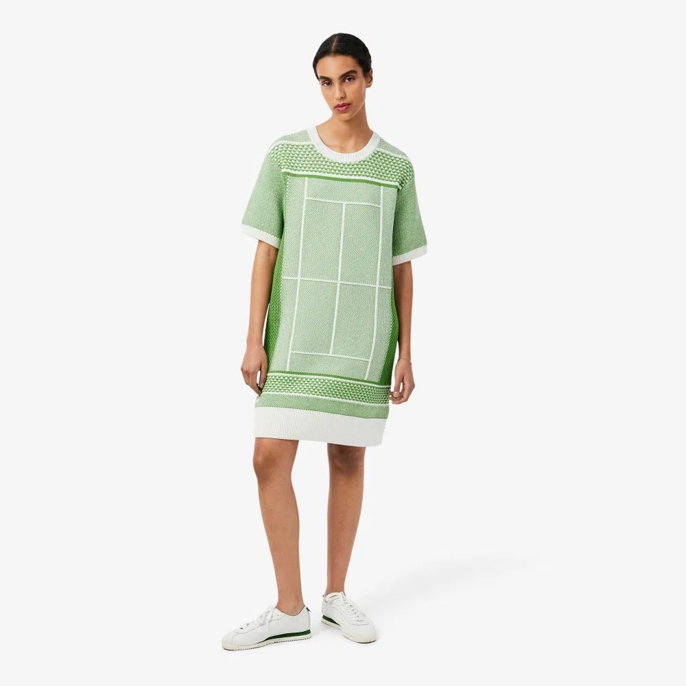 Платье Lacoste с графическим узором, зеленое