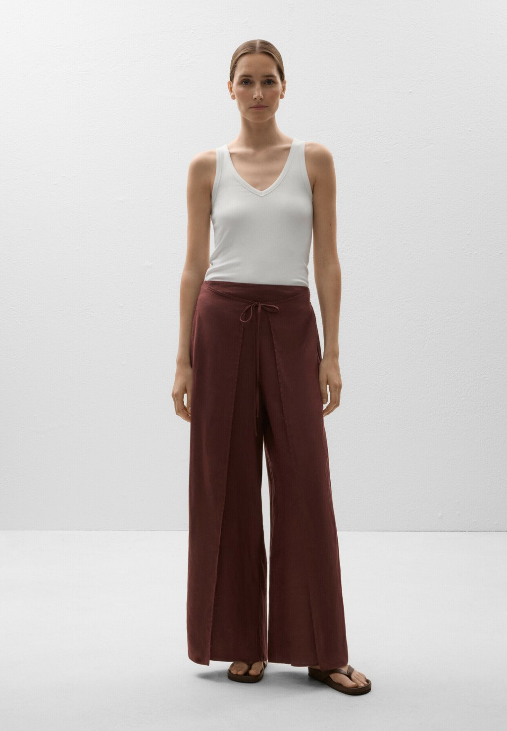 

Брюки LINEN LAYERED STRAIGHT-LEG OYSHO, цвет Mottled Brown