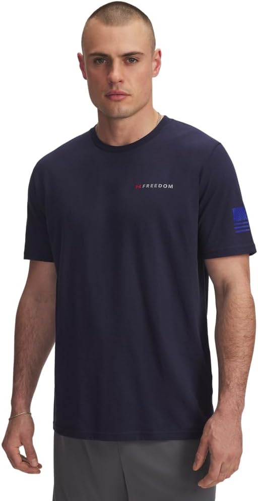 

Мужская футболка с коротким рукавом с надписью «Freedom Banner» от Under Armour, (410) Midnight Navy/Royal, Синий, Мужская футболка с коротким рукавом с надписью «Freedom Banner» от Under Armour, (410) Midnight Navy/Royal