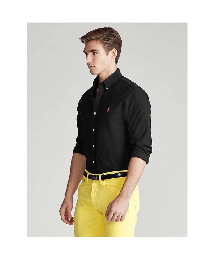 Приталенная рубашка-оксфорд с логотипом Ralph Polo Ralph Lauren, черный — фото 3
