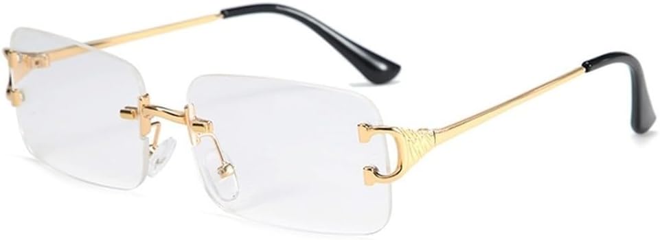 

Мужские солнцезащитные очки прямоугольной оправы без рамки, модные женские солнцезащитные очки квадратной формы без оправы, женские очки с градиентными линзами и защитой от УФ-излучения UV400 WNCKSQ, C42 Transparent