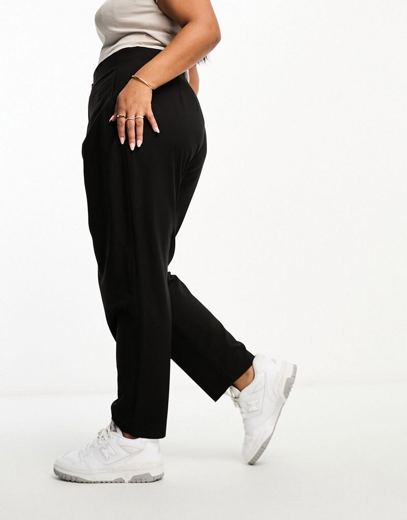 

Черные брюки со швами на талии ASOS DESIGN Curve