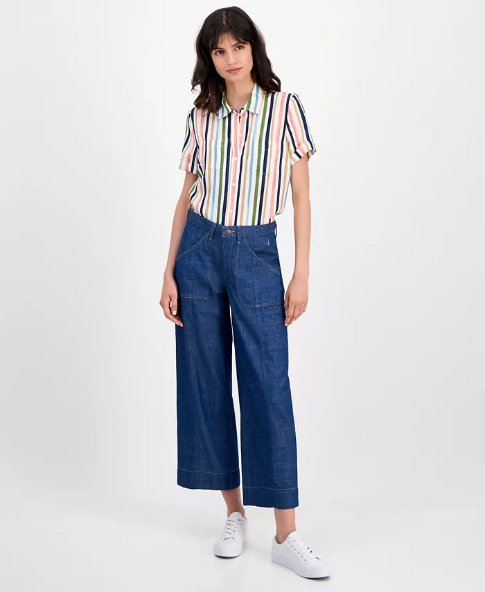 

Женские укороченные джинсы с высокой посадкой Nautica Jeans, синий