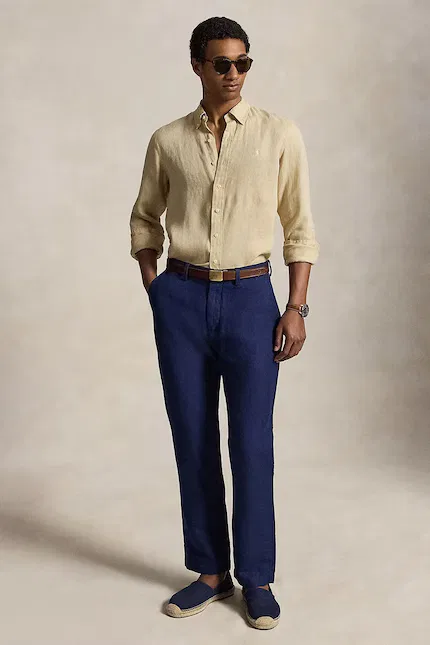 Рубашка из льна Long Sleeve Sport Shirt Polo Ralph Lauren, зеленый — фото 3