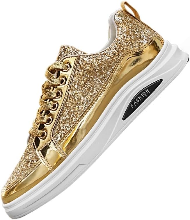

Мужские низкие кроссовки большого размера с пайетками - модные повседневные кроссовки Hoalox, золотой