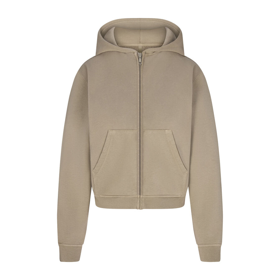 

Укороченная толстовка с капюшоном на молнии SKIMS French Terry, цвет Taupe