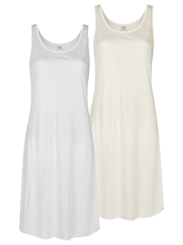 

Nina von C. Комплект из двух платьев-комбинаций, длина 90 см, белого и цвета шампанского