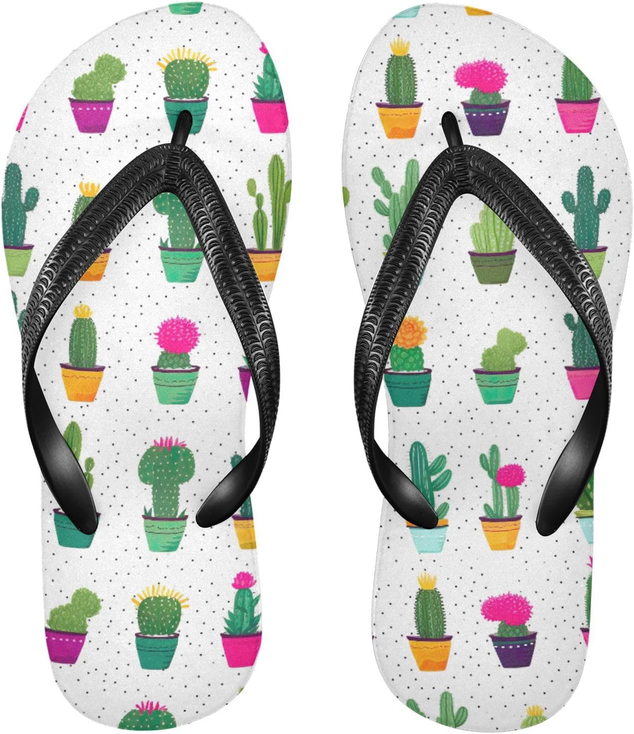 

Сланцы с кактусами и суккулентами, пляжные шлепанцы для душа, резиновые нескользящие летние тапочки, обувь для мужчин и женщин для прогулок Sinestour, Cactus Succulents Flora