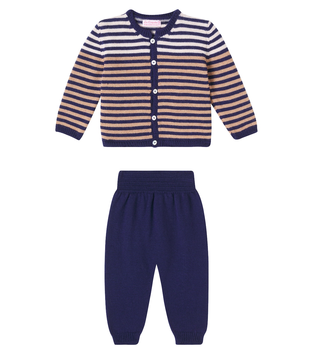

Комплект из полосатого кардигана и брюк Baby Pinto La Coqueta, Navy Stripe