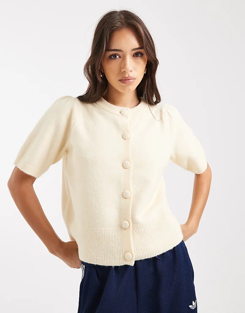 

Кардиган New Look с короткими рукавами и пуговицами желтого цвета