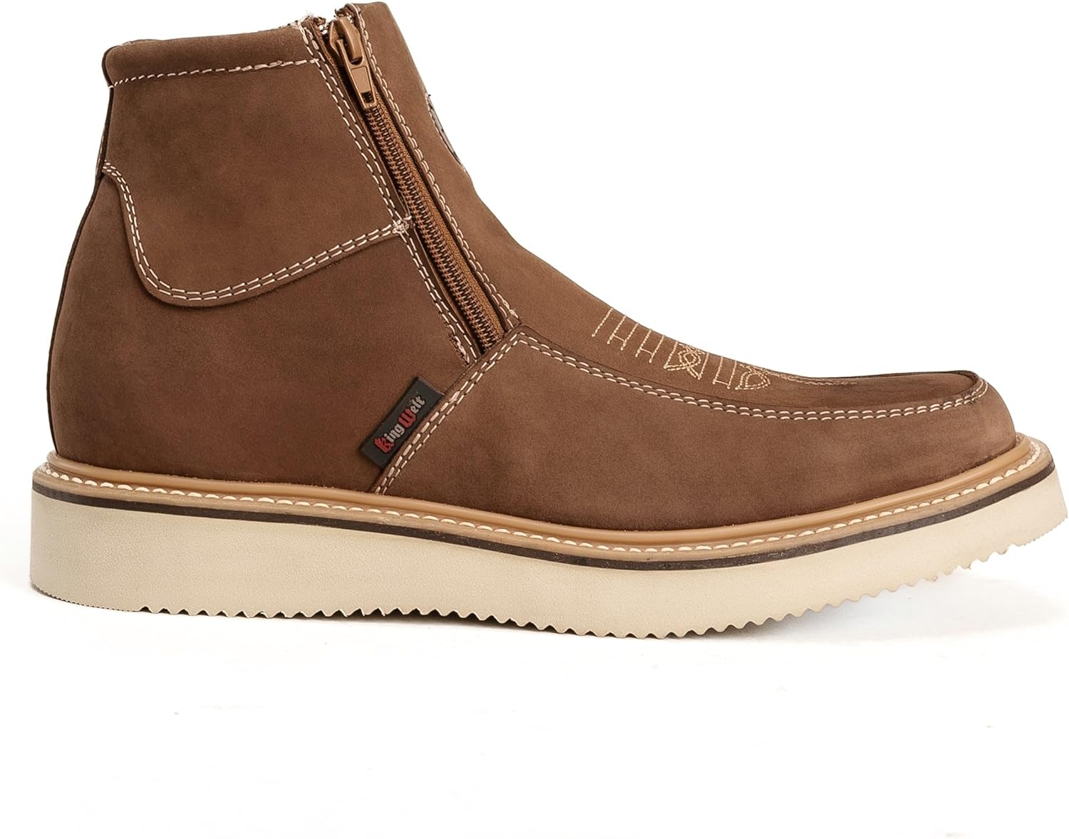 

Короткие ботинки King Welt Country Flex из натуральной кожи с двойной молнией, мягким носком и подошвой на танкетке с полоской, Sand