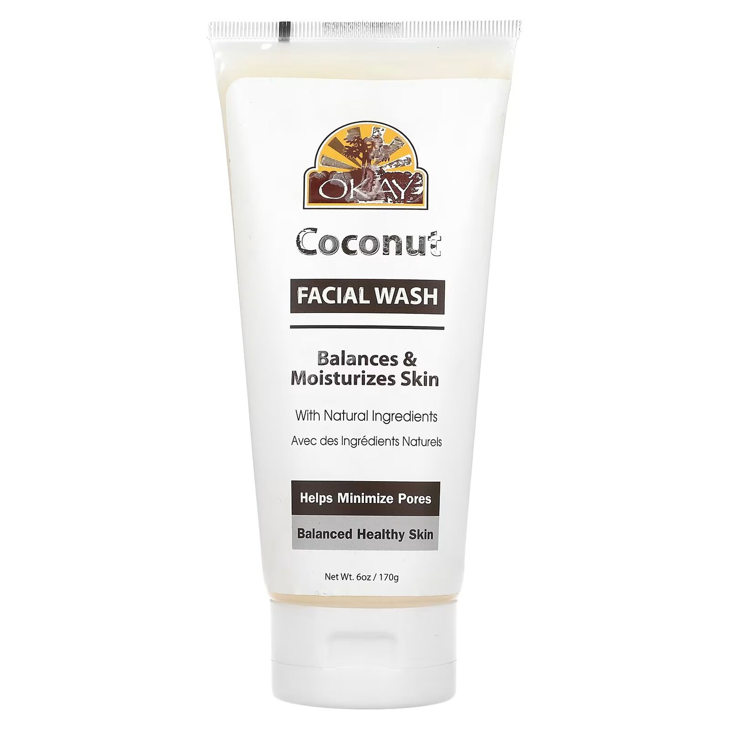 

Средство для умывания лица с кокосом, 6 унций (170 г) Okay Pure Naturals