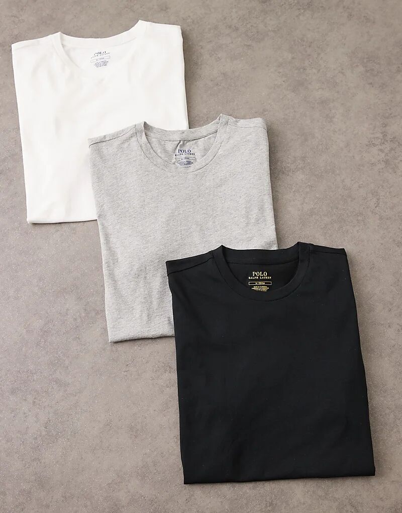 

Комплект из 3 футболок Polo Ralph Lauren с логотипом Icon в белом, черном и сером меланжевом цветах