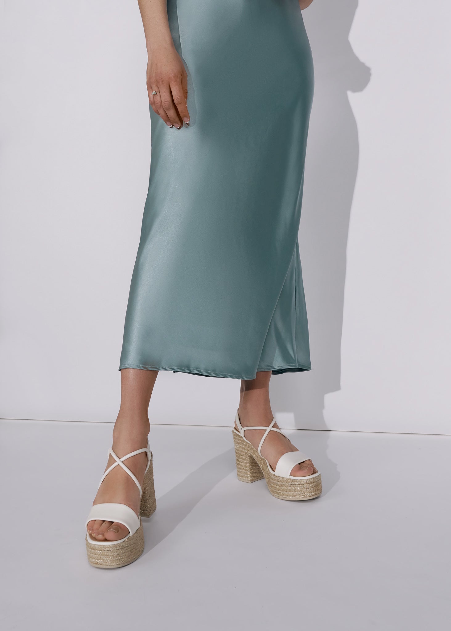 Elia Leather Espadrille Sandal Heels Viscata, слоновая кость — фото 3