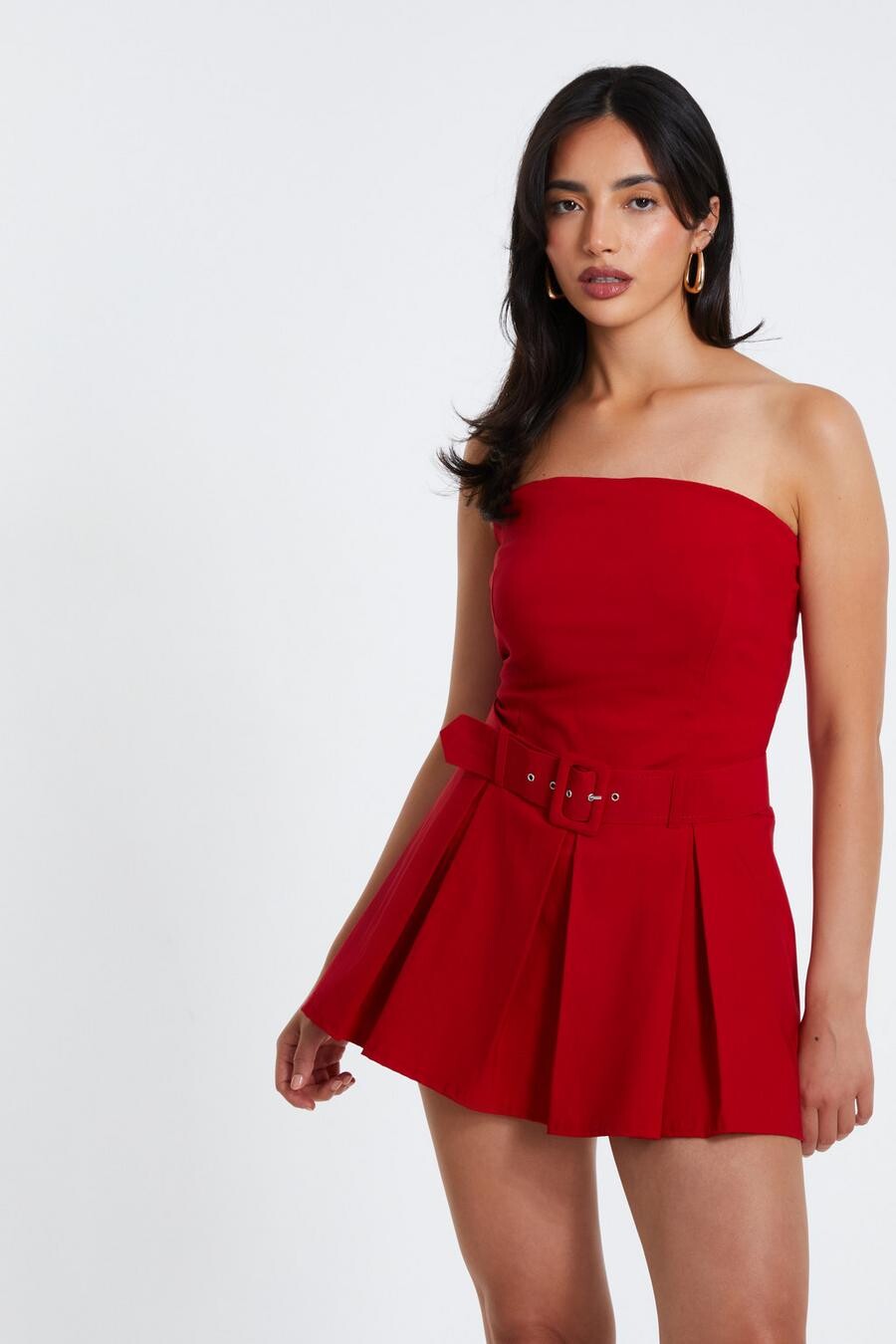 

Красный комбинезон-бандо с поясом QUIZ Clothing