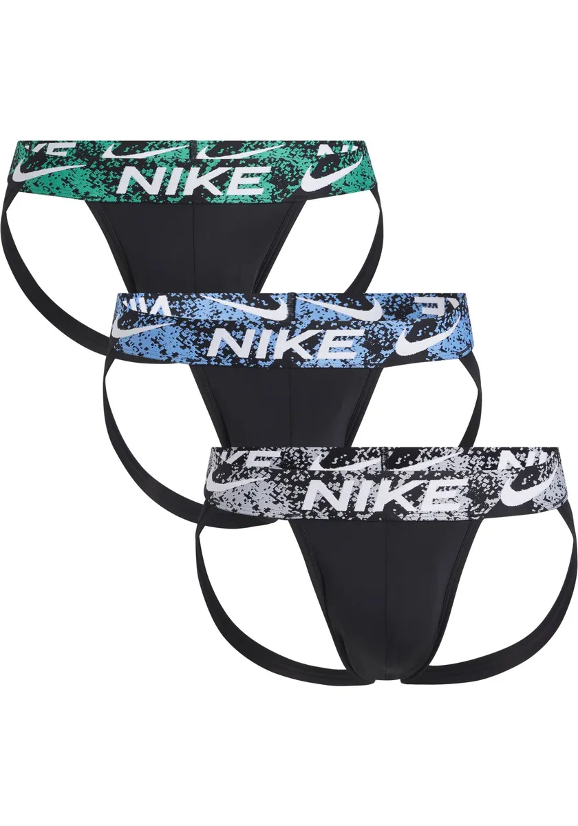 

NIKE Стринги для нижнего белья "JOCK STRAP 3PK" (3 шт. в упаковке), с эластичным поясом с логотипом NIKE (3 шт.) Nike Underwear, цвет Blk_Dstr_Wb/Stdm_Grn/U_Blu/_Wlf_Gry